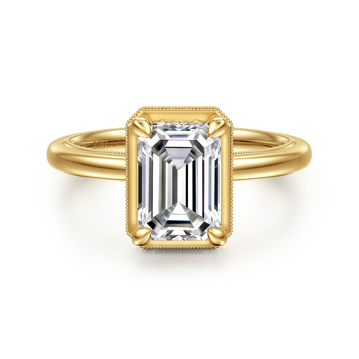 Catallina - 14K Yellow Gold Emerald Cut Halo Diamond Engagement Ring