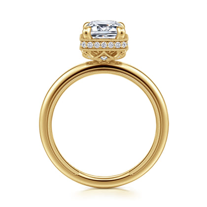 Catallina - 14K Yellow Gold Emerald Cut Halo Diamond Engagement Ring
