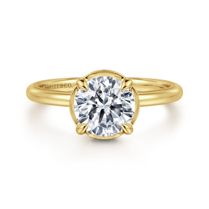 Catallina - 14K Yellow Gold Round Halo Diamond Engagement Ring