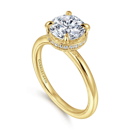 Catallina - 14K Yellow Gold Round Halo Diamond Engagement Ring
