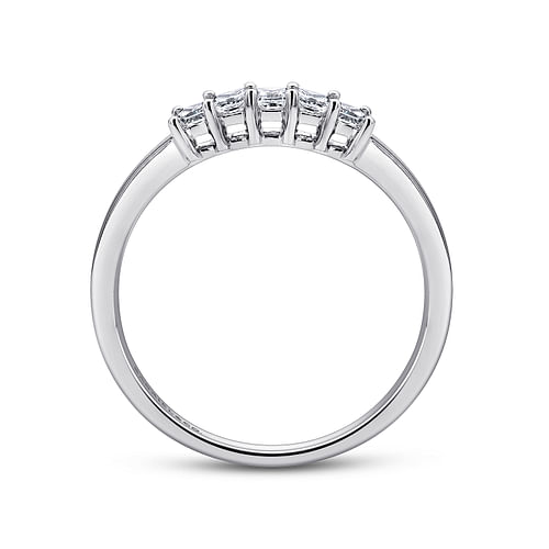 Catalonia - 14K White Gold Princess Cut 5 Stone Prong Set Diamond Wedding Band - 0.25 ct - Shot 2