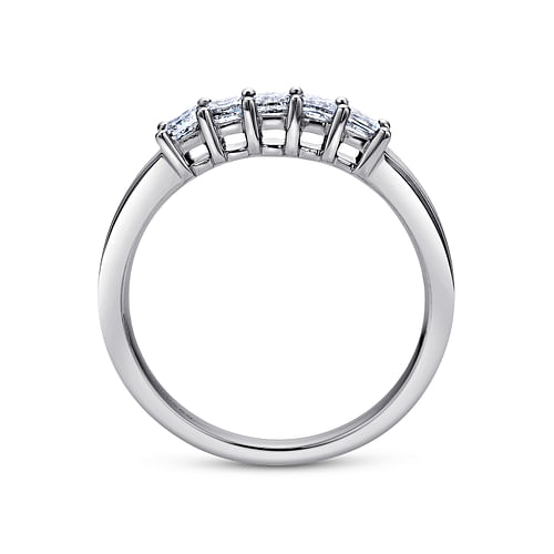 Catalonia - 14K White Gold Princess Cut 5 Stone Prong Set Diamond Wedding Band - 0.43 ct - Shot 2