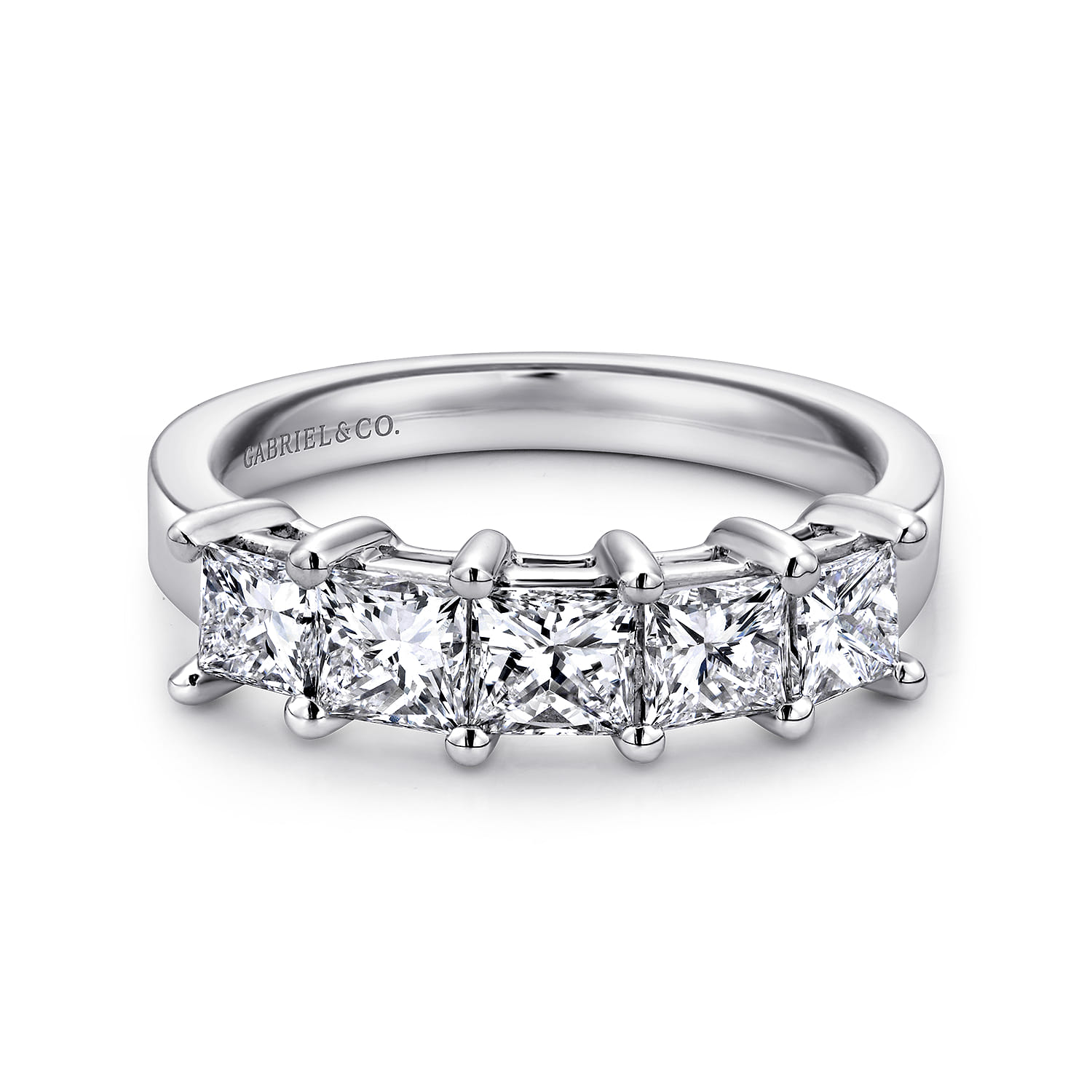 Fancy Wedding Ring in 14k White Gold with Princess Cut Natural Diamond at Gabriel & Co. - Shot 1
