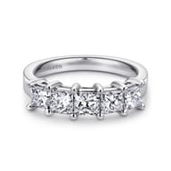 Catalonia - 14K White Gold Princess Cut 5 Stone Prong Set Diamond Wedding Band