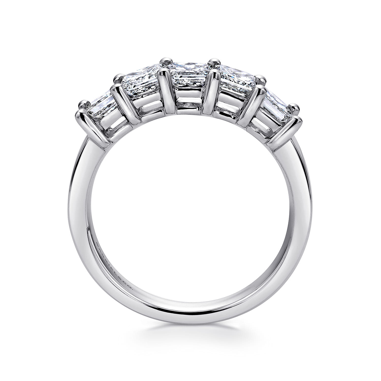 Fancy Wedding Ring in 14k White Gold with Princess Cut Natural Diamond at Gabriel & Co. - Shot 2