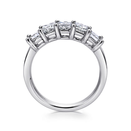 Catalonia - 14K White Gold Princess Cut 5 Stone Prong Set Diamond Wedding Band
