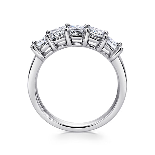 Catalonia - 14K White Gold Princess Cut 5 Stone Prong Set Diamond Wedding Band - 0.65 ct - Shot 2