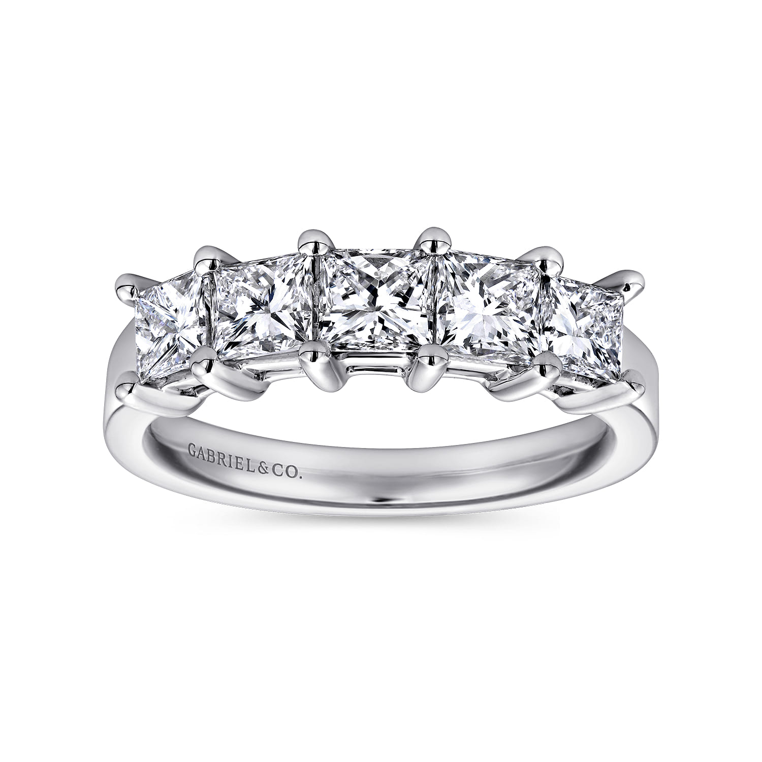 Fancy Wedding Ring in 14k White Gold with Princess Cut Natural Diamond at Gabriel & Co. - Shot 4