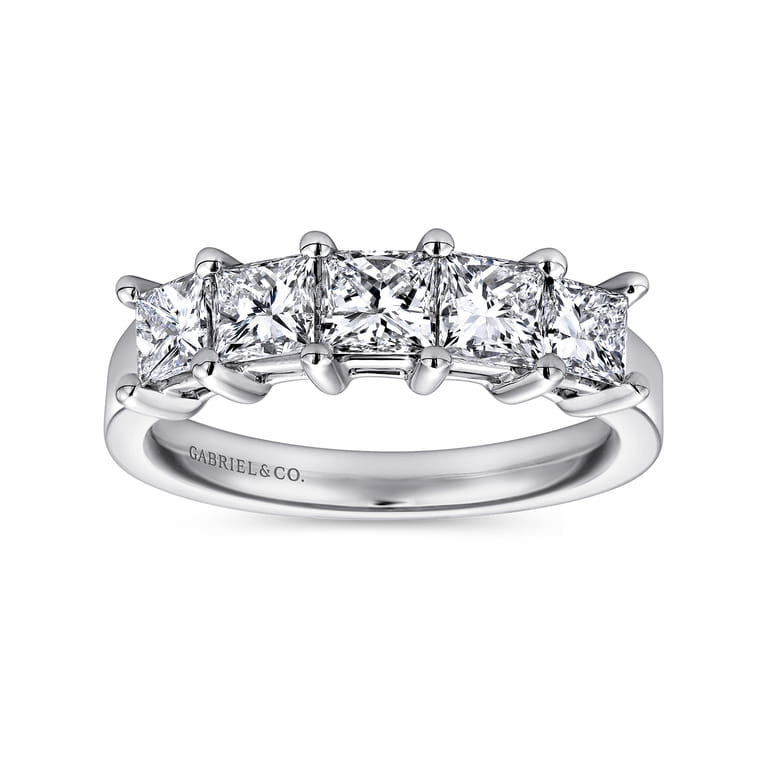 Fancy Wedding Ring in 14k White Gold with Princess Cut Natural Diamond at Gabriel & Co. - Shot 4