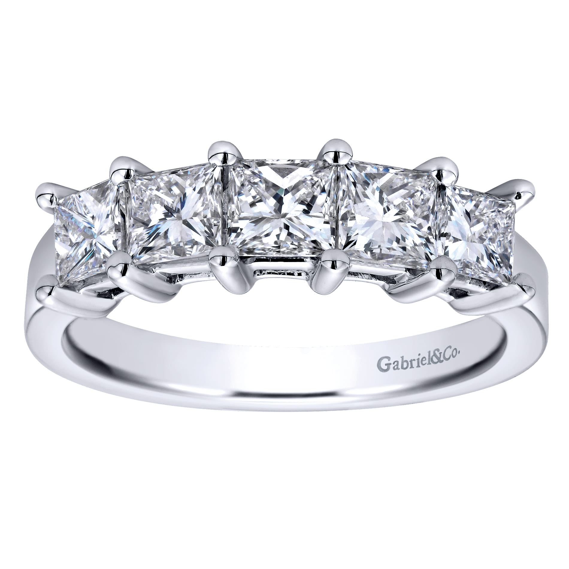 Fancy Wedding Ring in 14k White Gold with Princess Cut Natural Diamond at Gabriel & Co. - Shot 5