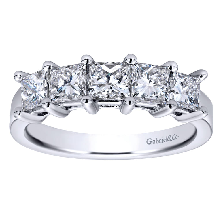 Fancy Wedding Ring in 14k White Gold with Princess Cut Natural Diamond at Gabriel & Co. - Shot 5