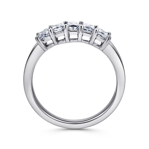 Catalonia - 14K White Gold Princess Cut 5 Stone Prong Set Diamond Wedding Band - 0.95 ct - Shot 2