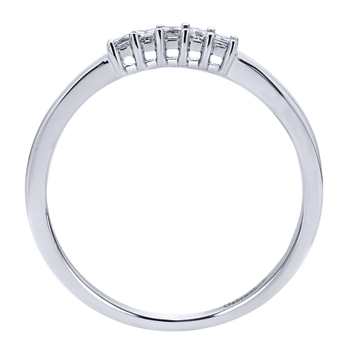 Catalonia - 14K White Gold Princess Cut 5 Stone Prong Set Diamond Wedding Band - 0.1 ct - Shot 2