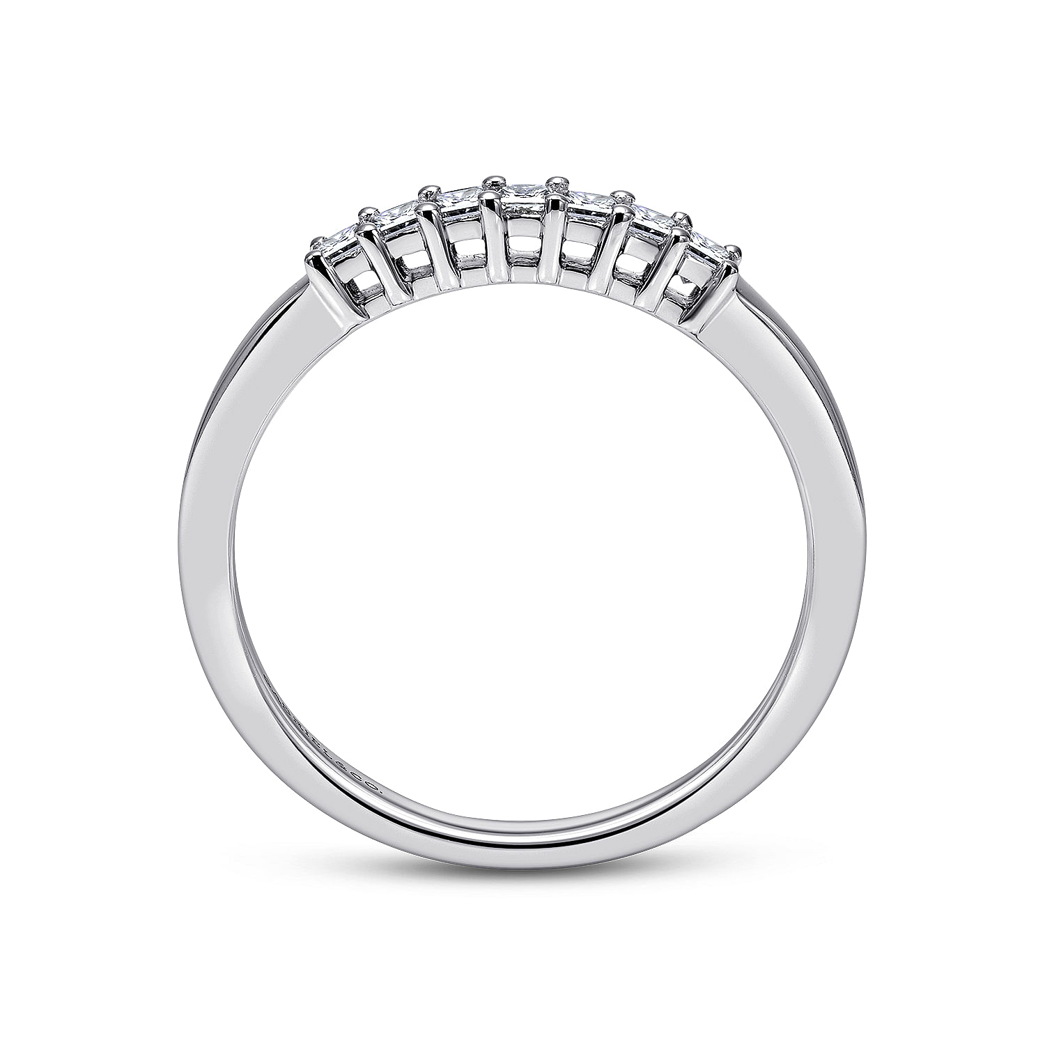 Catania - 14K White Gold Princess Cut 7 Stone Prong Set Diamond Wedding Band - 0.25 ct - Shot 2