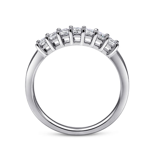 Catania - 14K White Gold Princess Cut 7 Stone Prong Set Diamond Wedding Band - 0.4 ct - Shot 2