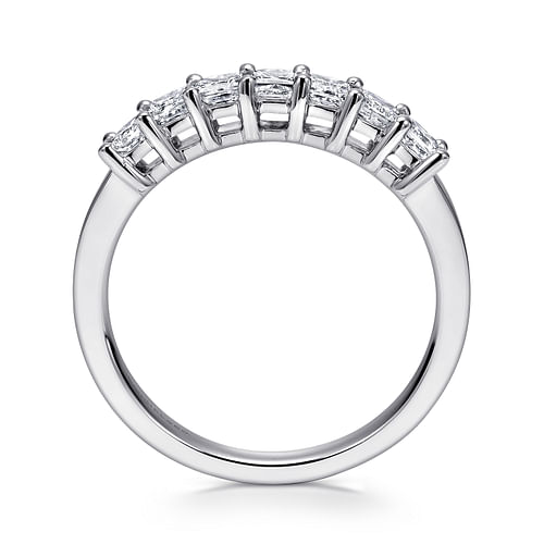 Catania - 14K White Gold Princess Cut 7 Stone Prong Set Diamond Wedding Band - 0.6 ct - Shot 2