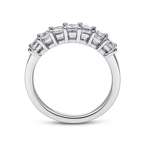 Catania - 14K White Gold Princess Cut 7 Stone Prong Set Diamond Wedding Band - 0.9 ct - Shot 2