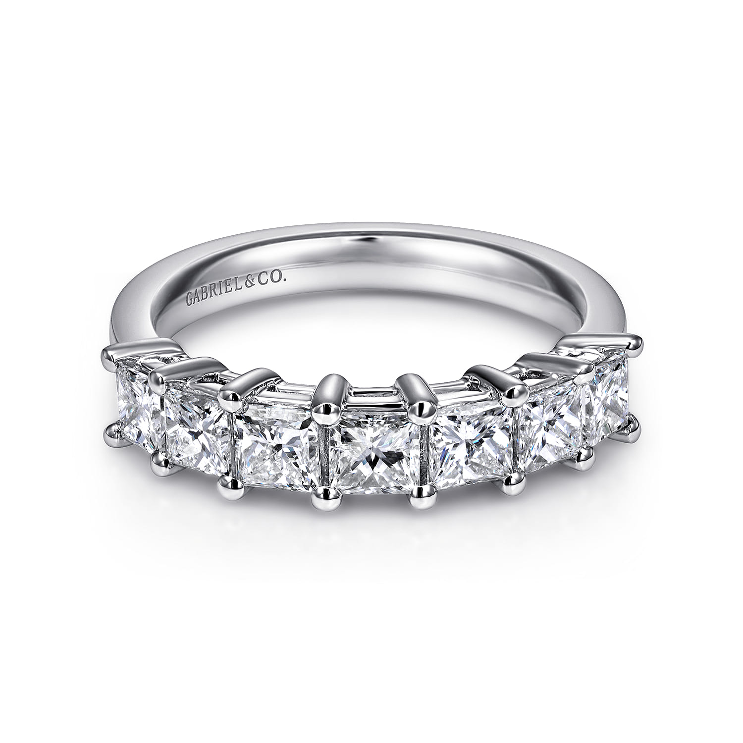 Fancy Wedding Ring in 14k White Gold with Princess Cut Natural Diamond at Gabriel & Co. - Shot 1