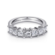 Catania - 14K White Gold Princess Cut 7 Stone Prong Set Diamond Wedding Band