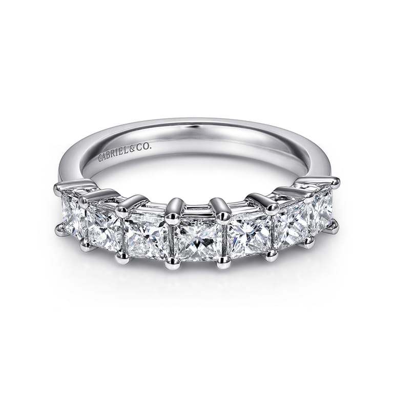 Fancy Wedding Ring in 14k White Gold with Princess Cut Natural Diamond at Gabriel & Co. - Shot 1