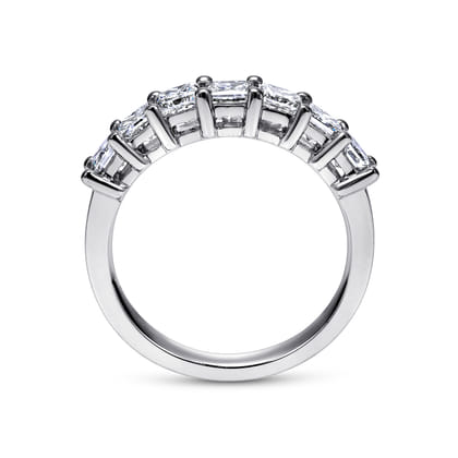 Catania - 14K White Gold Princess Cut 7 Stone Prong Set Diamond Wedding Band
