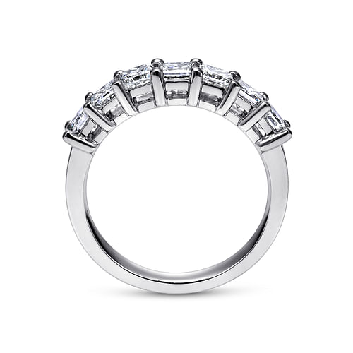 Catania - 14K White Gold Princess Cut 7 Stone Prong Set Diamond Wedding Band - 1.5 ct - Shot 2
