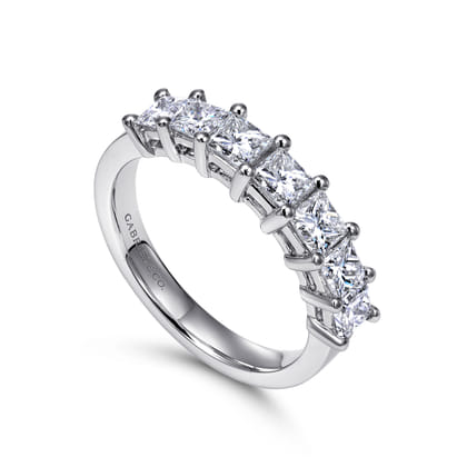 Catania - 14K White Gold Princess Cut 7 Stone Prong Set Diamond Wedding Band