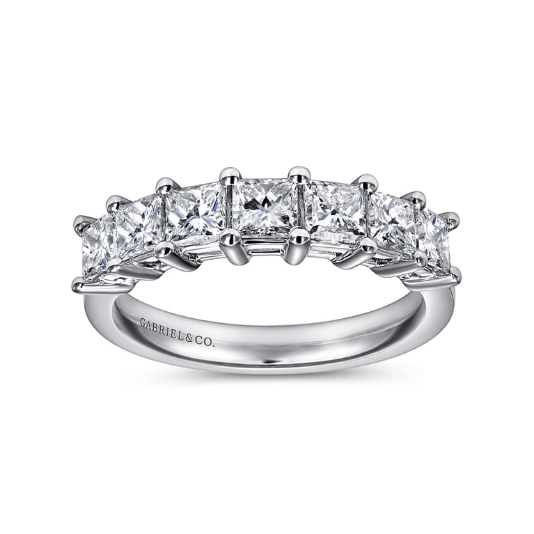 Fancy Wedding Ring in 14k White Gold with Princess Cut Natural Diamond at Gabriel & Co. - Shot 4