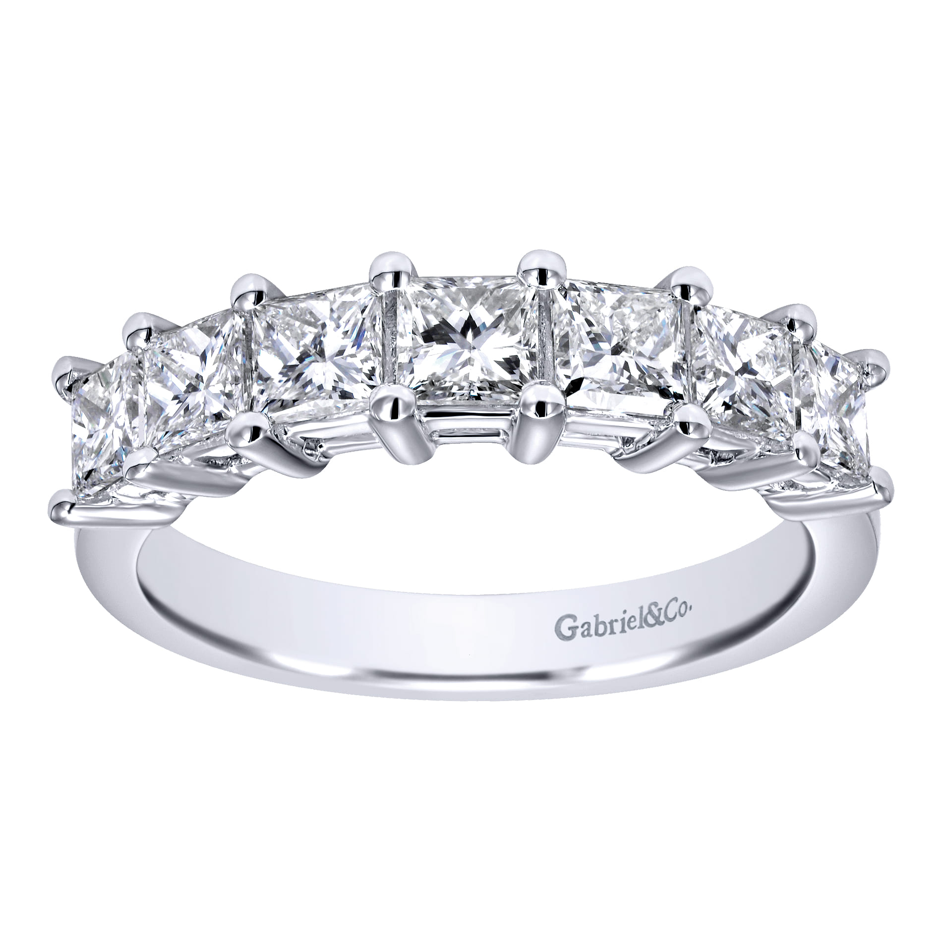 Fancy Wedding Ring in 14k White Gold with Princess Cut Natural Diamond at Gabriel & Co. - Shot 5