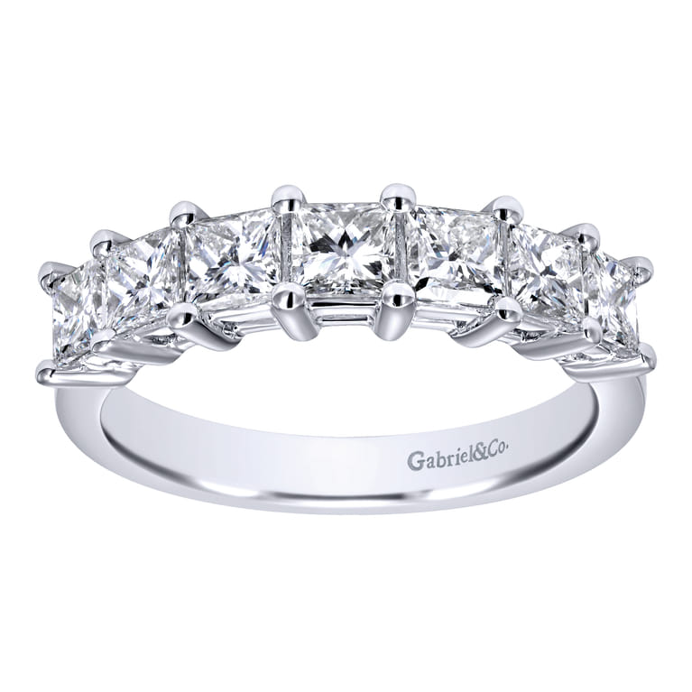 Fancy Wedding Ring in 14k White Gold with Princess Cut Natural Diamond at Gabriel & Co. - Shot 5