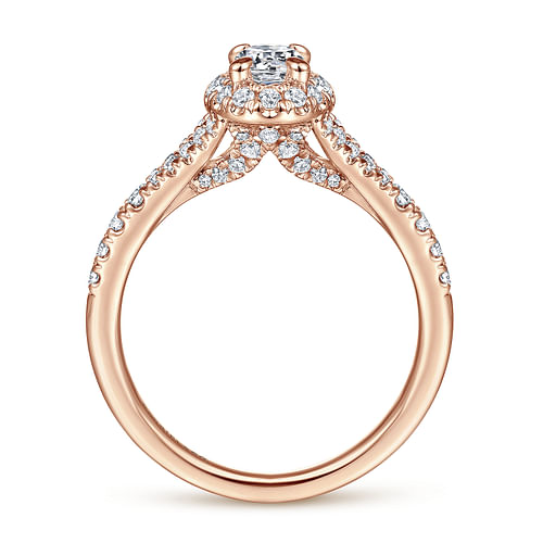 Catina - 14K Rose Gold Oval Halo Complete Diamond Engagement Ring - 0.83 ct - Shot 2