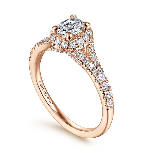 Catina - 14K Rose Gold Oval Halo Complete Diamond Engagement Ring - 0.83 ct - Shot 3