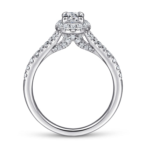 Catina - 14K White Gold Oval Halo Complete Diamond Engagement Ring - 0.83 ct - Shot 2