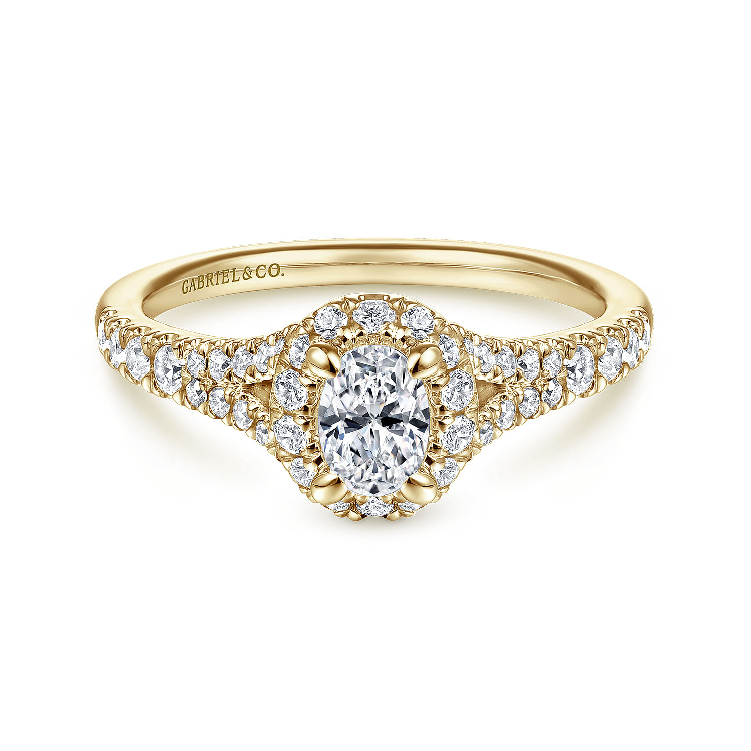 Catina - 14K Yellow Gold Oval Halo Complete Diamond Engagement Ring