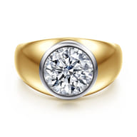 Caya - 14K White-Yellow Gold Round Diamond Engagement Ring