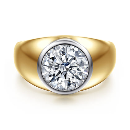 Caya - 14K White-Yellow Gold Round Diamond Engagement Ring