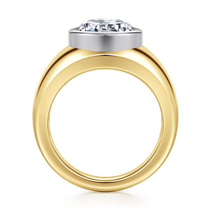 Caya - 14K White-Yellow Gold Round Diamond Engagement Ring