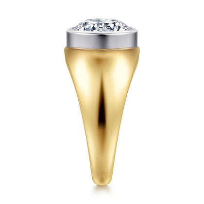 Caya - 14K White-Yellow Gold Round Diamond Engagement Ring