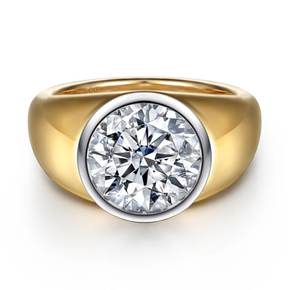 Caya - 14K White-Yellow Gold Round Diamond Engagement Ring