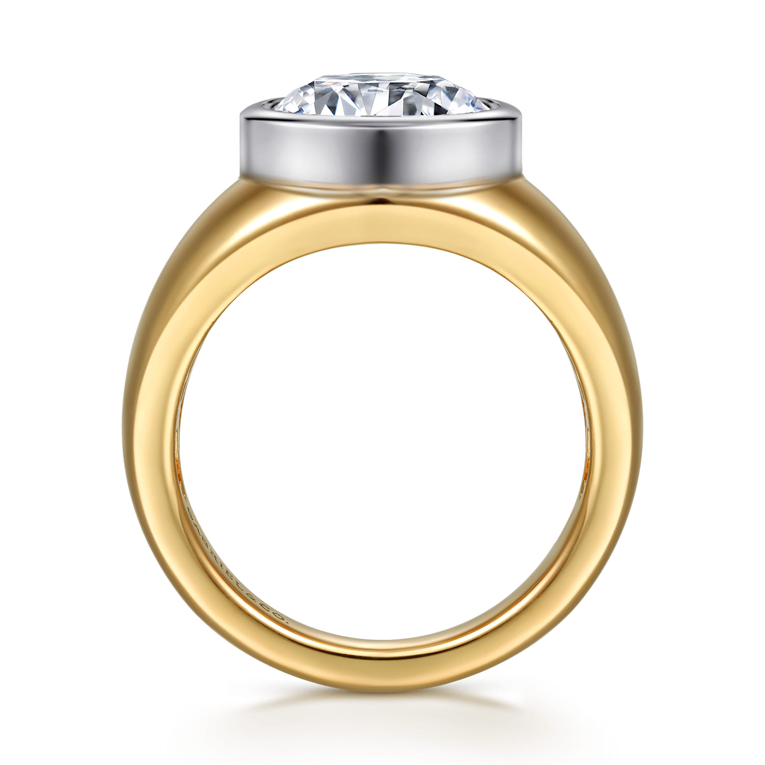 Caya - 14K White-Yellow Gold Round Diamond Engagement Ring