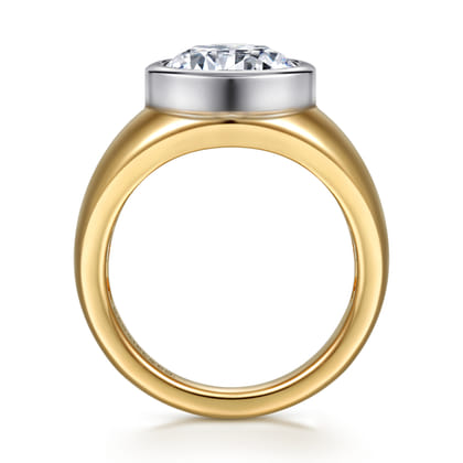 Caya - 14K White-Yellow Gold Round Diamond Engagement Ring