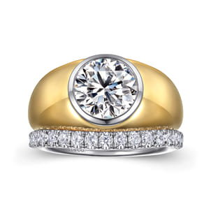 Caya - 14K White-Yellow Gold Round Diamond Engagement Ring