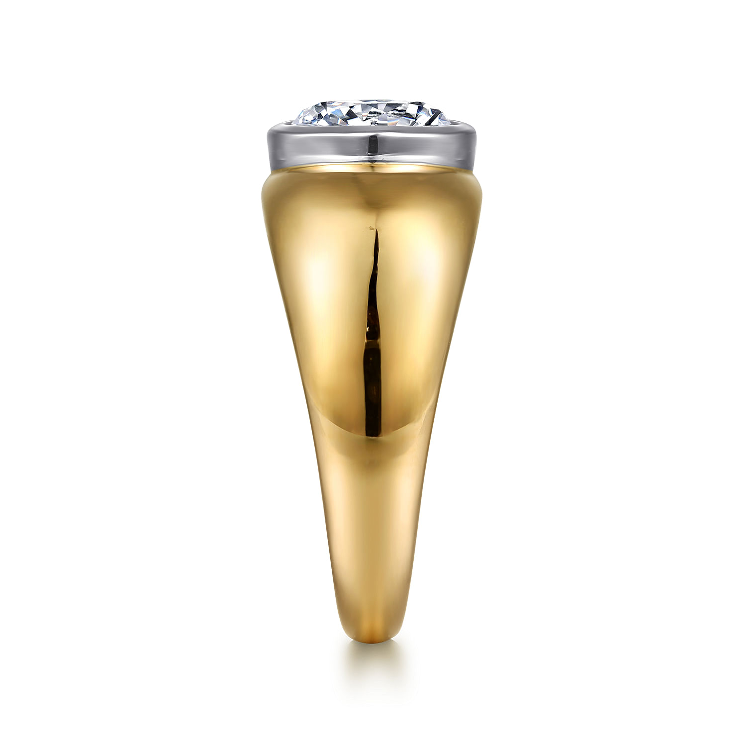 Caya - 14K White-Yellow Gold Round Diamond Engagement Ring