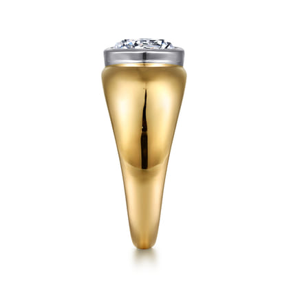 Caya - 14K White-Yellow Gold Round Diamond Engagement Ring