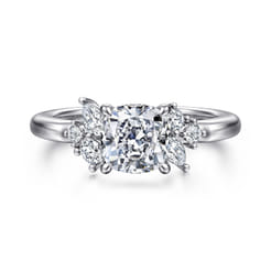 Caye - 14K White Gold Cushion Cut Diamond Engagement Ring