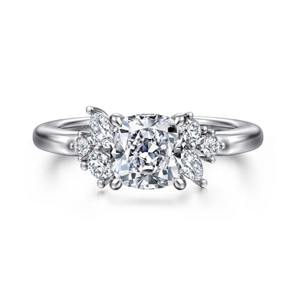 Caye - 14K White Gold Cushion Cut Diamond Engagement Ring