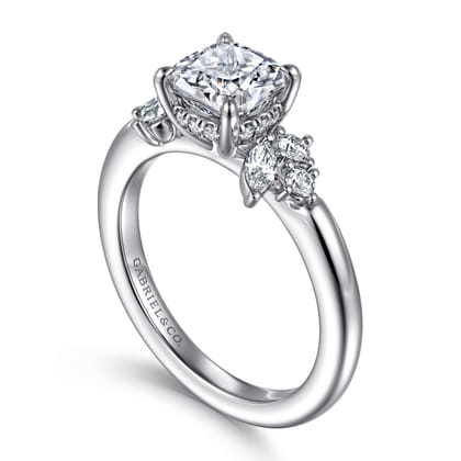 Caye - 14K White Gold Cushion Cut Diamond Engagement Ring