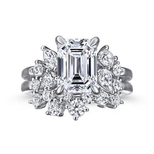 Caye - 14K White Gold Emerald Cut Diamond Engagement Ring