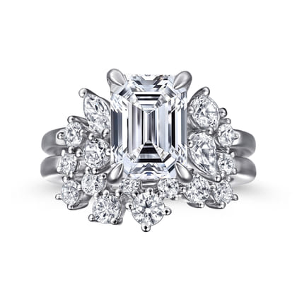 Caye - 14K White Gold Emerald Cut Diamond Engagement Ring