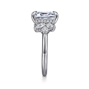 Caye - 14K White Gold Emerald Cut Diamond Engagement Ring
